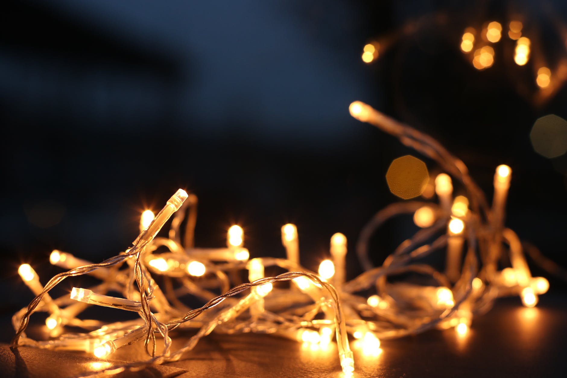yellow string lights