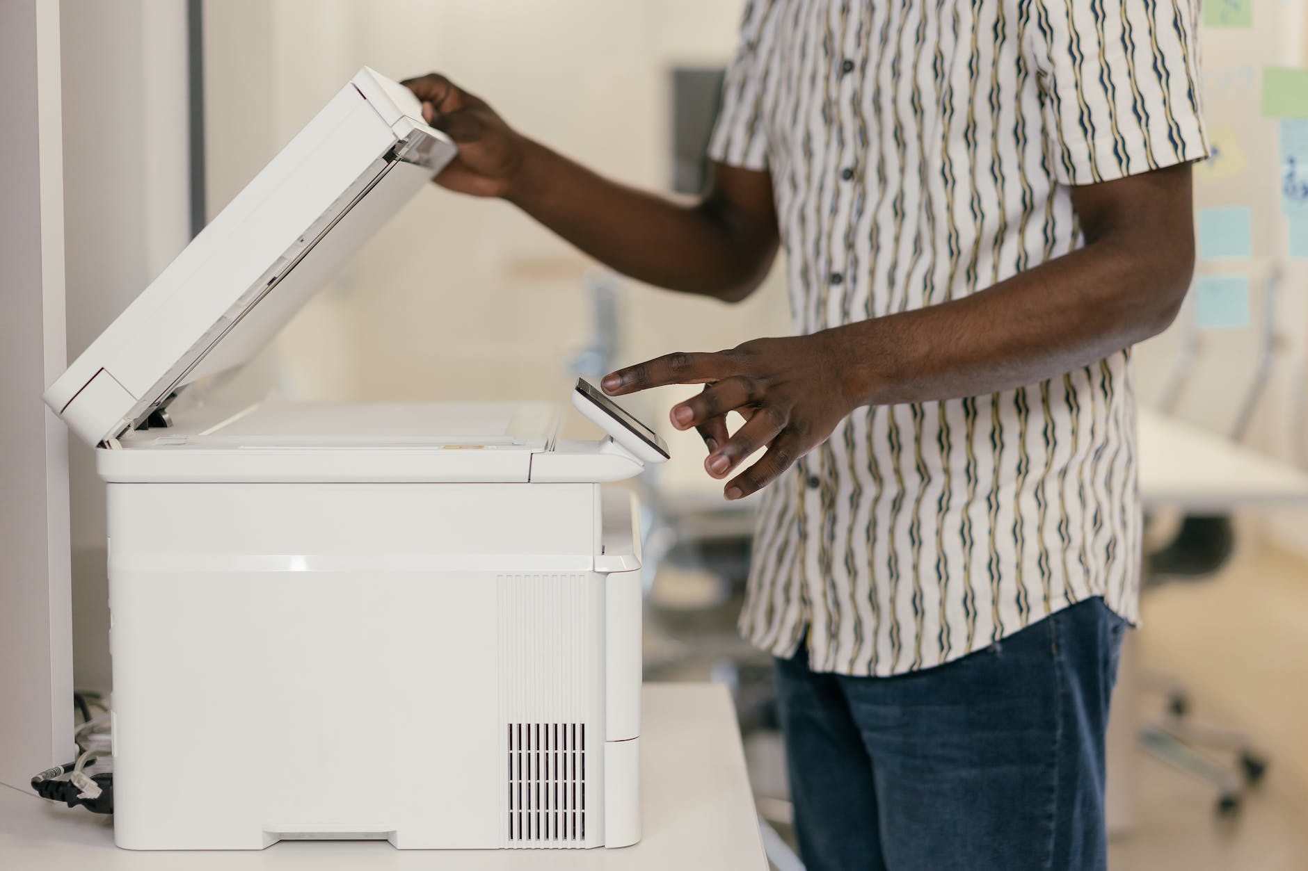 person using a photocopier